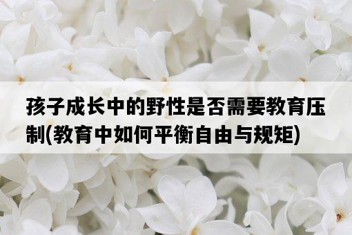 孩子成長中的野性是否需要教育壓制，教育中如何平衡自由與規矩-圖1