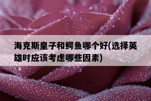 海克斯皇子和鱷魚哪個好，選擇英雄時應該考慮哪些因素-圖1