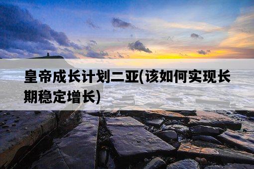 皇帝成長計劃二亞，該如何實現長期穩定增長-圖1