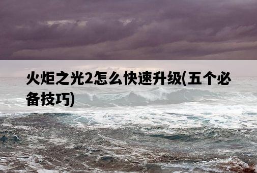 火炬之光2怎么快速升級，五個必備技巧-圖1