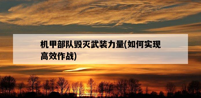 機甲部隊毀滅武裝力量，如何實現高效作戰-圖1