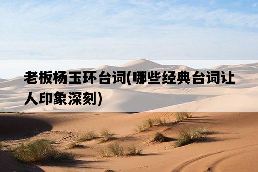 老板楊玉環臺詞，哪些經典臺詞讓人印象深刻-圖1