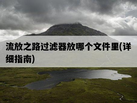 流放之路過濾器放哪個文件里，詳細指南-圖1