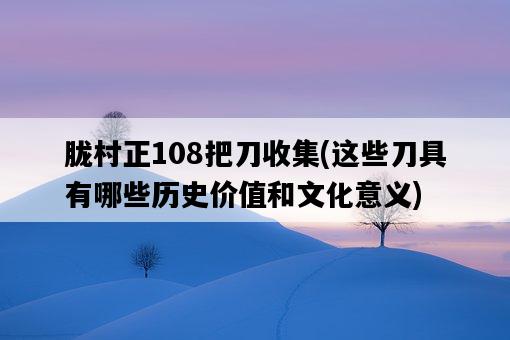 朧村正108把刀收集，這些刀具有哪些歷史價值和文化意義-圖1