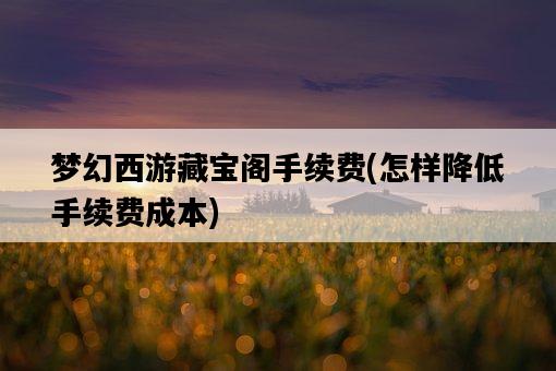 夢幻西游藏寶閣手續費，怎樣降低手續費成本-圖1