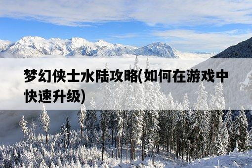 夢幻俠士水陸攻略，如何在游戲中快速升級-圖1