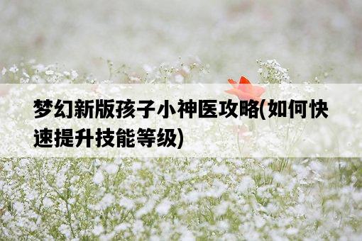 夢幻新版孩子小神醫攻略，如何快速提升技能等級-圖1
