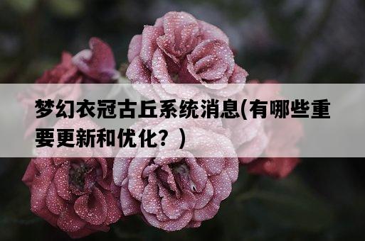夢幻衣冠古丘系統消息，有哪些重要更新和優化？-圖1