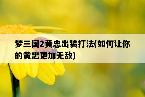 夢三國2黃忠出裝打法，如何讓你的黃忠更加無敵-圖1