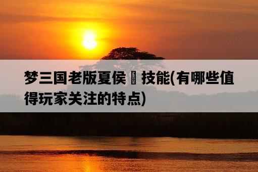 夢三國老版夏侯惇技能，有哪些值得玩家關注的特點-圖1