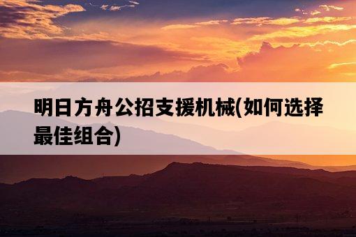 明日方舟公招支援機械，如何選擇最佳組合-圖1