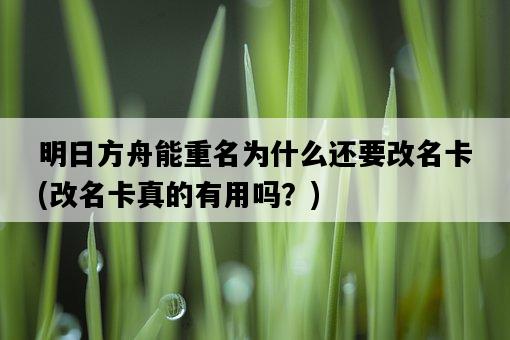 明日方舟能重名為什么還要改名卡，改名卡真的有用嗎？-圖1