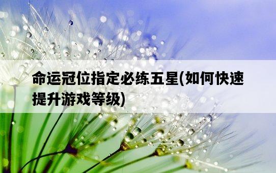 命運冠位指定必練五星，如何快速提升游戲等級-圖1