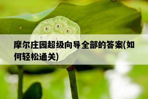 摩爾莊園超級向導全部的答案，如何輕松通關-圖1