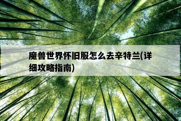 魔獸世界懷舊服怎么去辛特蘭，詳細攻略指南-圖1