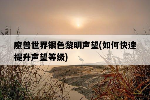 魔獸世界銀色黎明聲望，如何快速提升聲望等級-圖1