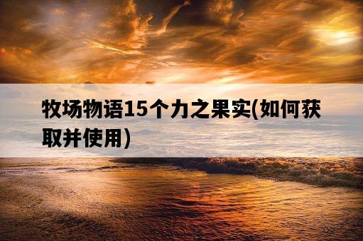 牧場物語15個力之果實，如何獲取并使用-圖1