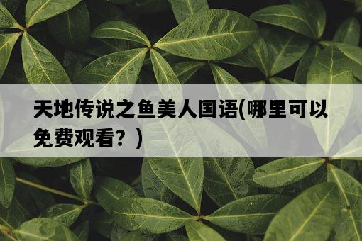 天地傳說之魚美人國語，哪里可以免費觀看？-圖1