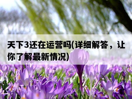 天下3還在運營嗎，詳細解答，讓你了解最新情況-圖1