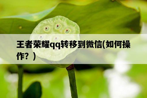 王者榮耀qq轉移到微信，如何操作？-圖1