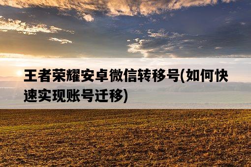 王者榮耀安卓微信轉移號，如何快速實現賬號遷移-圖1
