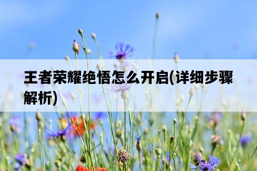 王者榮耀絕悟怎么開啟，詳細步驟解析-圖1