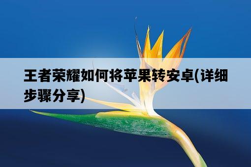 王者榮耀如何將蘋果轉安卓，詳細步驟分享-圖1