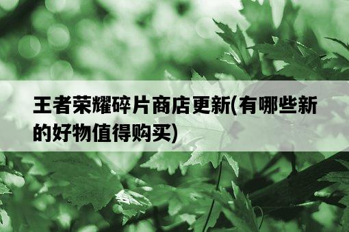 王者榮耀碎片商店更新，有哪些新的好物值得購買-圖1
