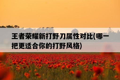 王者榮耀新打野刀屬性對比，哪一把更適合你的打野風格-圖1