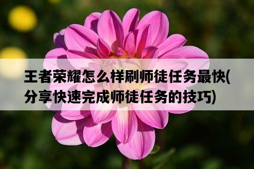 王者榮耀怎么樣刷師徒任務最快，分享快速完成師徒任務的技巧-圖1