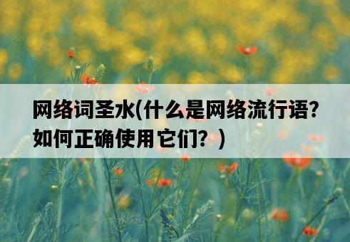 網絡詞圣水，什么是網絡流行語？如何正確使用它們？-圖1