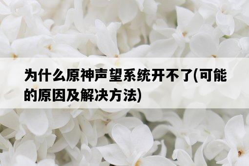 為什么原神聲望系統開不了，可能的原因及解決方法-圖1