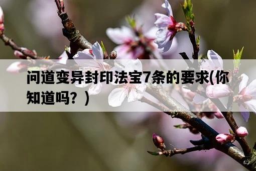 問道變異封印法寶7條的要求，你知道嗎？-圖1