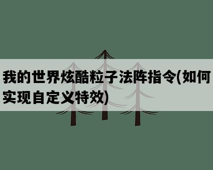 我的世界炫酷粒子法陣指令，如何實現自定義特效-圖1