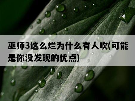 巫師3這么爛為什么有人吹，可能是你沒發現的優點-圖1
