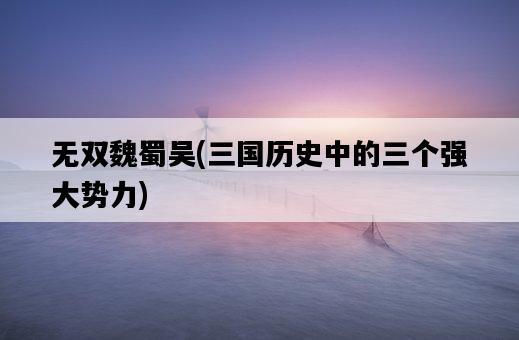 無雙魏蜀吳，三國歷史中的三個強大勢力-圖1