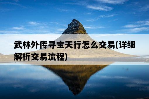 武林外傳尋寶天行怎么交易，詳細解析交易流程-圖1