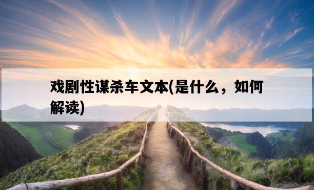戲劇性謀殺車文本，是什么，如何解讀-圖1