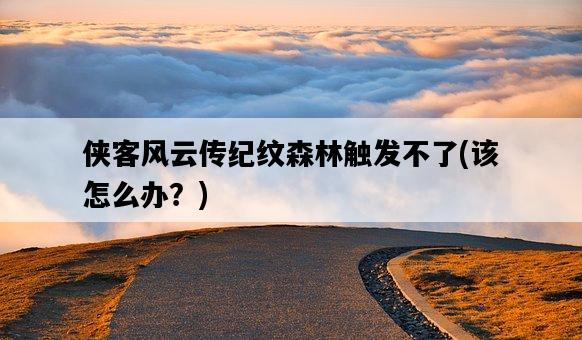 俠客風云傳紀紋森林觸發不了，該怎么辦？-圖1