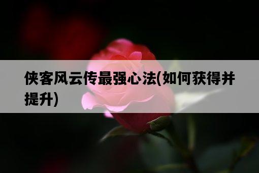 俠客風云傳最強心法，如何獲得并提升-圖1