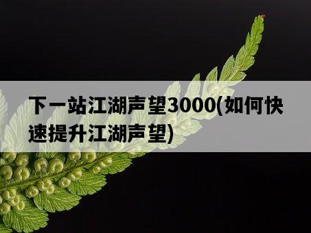 下一站江湖聲望3000，如何快速提升江湖聲望-圖1