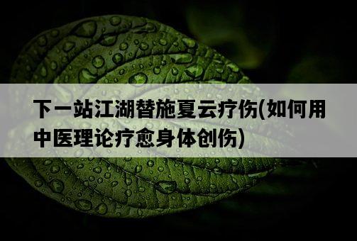 下一站江湖替施夏云療傷，如何用中醫理論療愈身體創傷-圖1