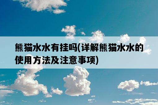 熊貓水水有掛嗎，詳解熊貓水水的使用方法及注意事項-圖1