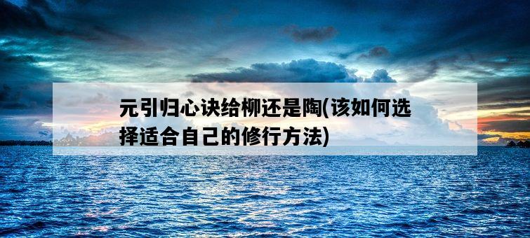 元引歸心訣給柳還是陶，該如何選擇適合自己的修行方法-圖1
