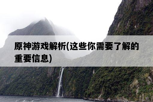 原神游戲解析，這些你需要了解的重要信息-圖1