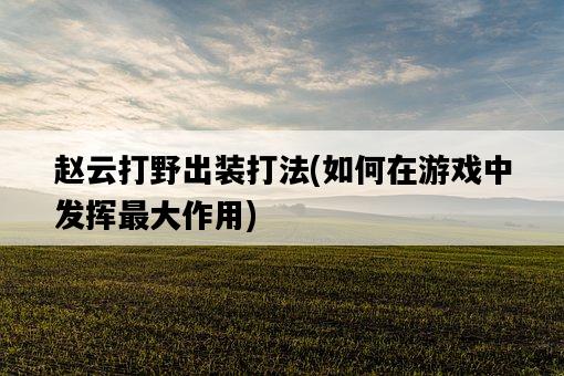 趙云打野出裝打法，如何在游戲中發揮最大作用-圖1