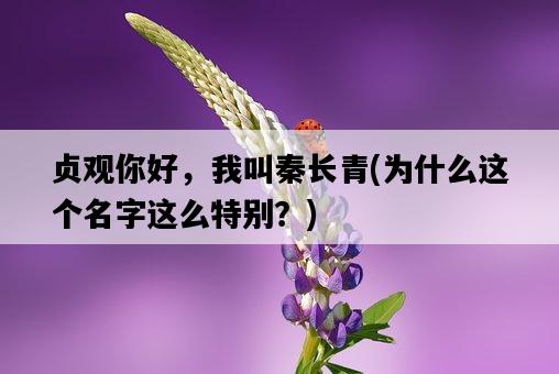 貞觀你好，我叫秦長青，為什么這個名字這么特別？-圖1