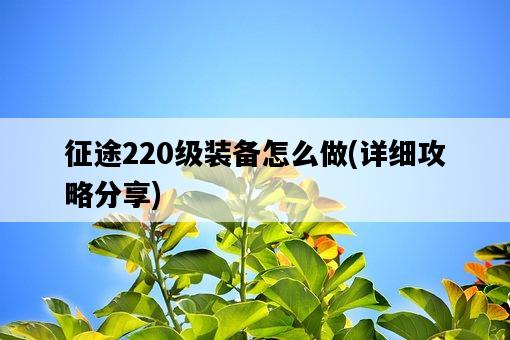 征途220級裝備怎么做，詳細攻略分享-圖1
