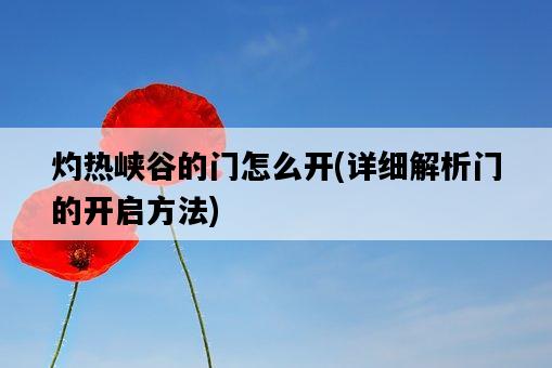 灼熱峽谷的門怎么開，詳細解析門的開啟方法-圖1