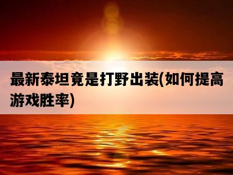 最新泰坦竟是打野出裝，如何提高游戲勝率-圖1